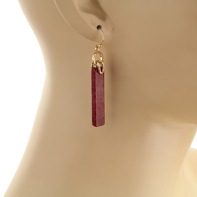 1.5" Bar Stone Fish Hook Earrings - Image 2