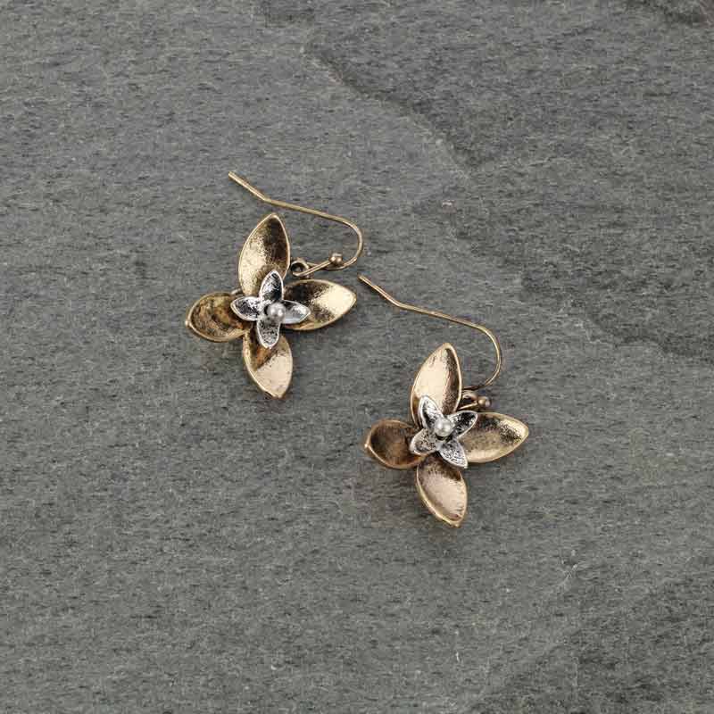 Western Flower Fish Hook Earrings