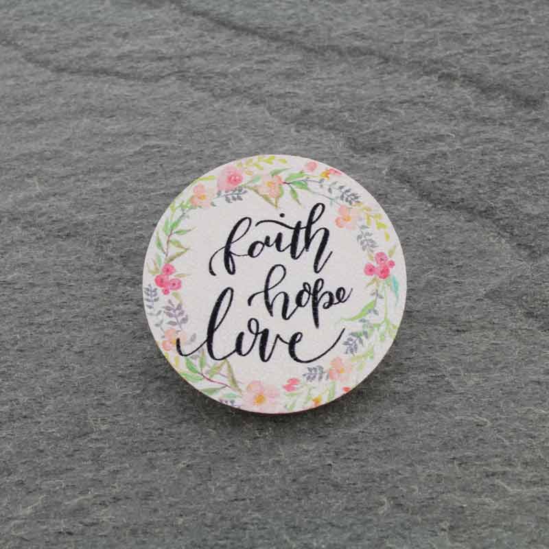 "Faith, Hope, Love" Wood Self Phone Grip Adhesive Charm