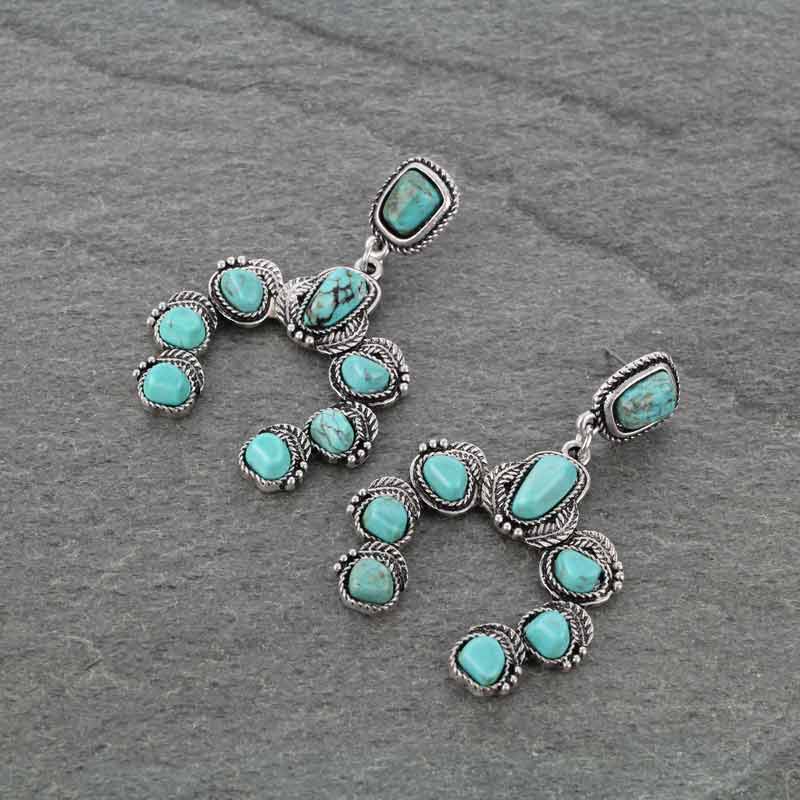 Squash Blossom Natural Stone Post Earrings