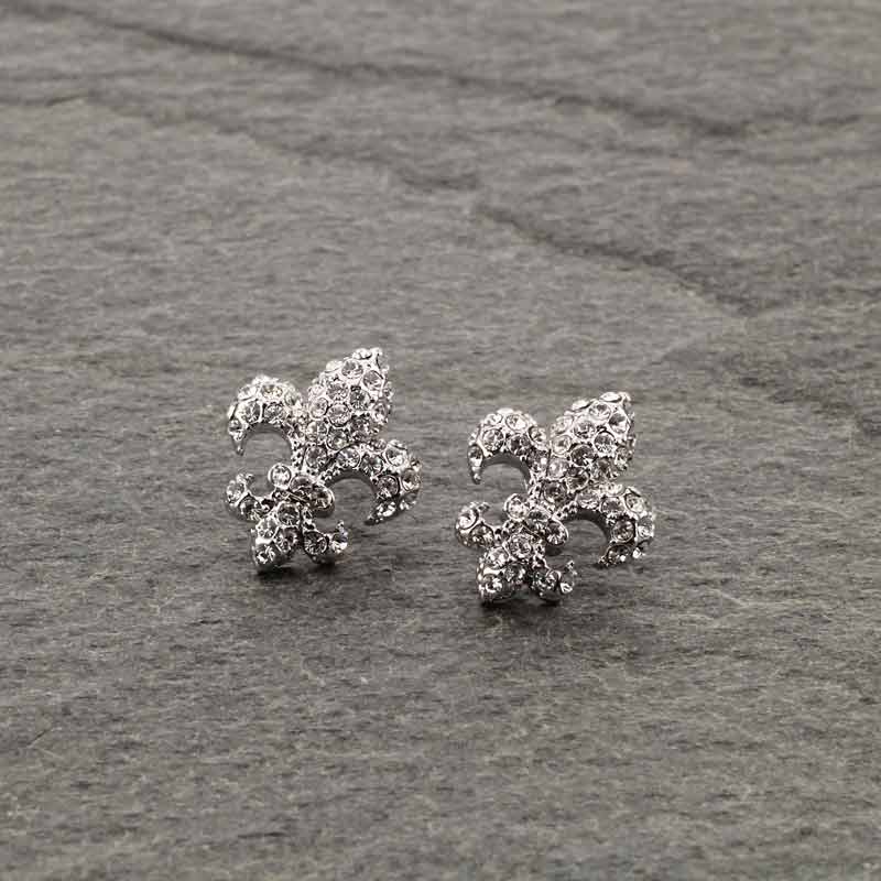 Fleur De Lis Rhinestone Earrings