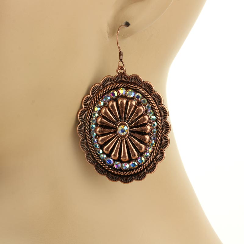 Western Concho Fish Hook Earrings - Image 2