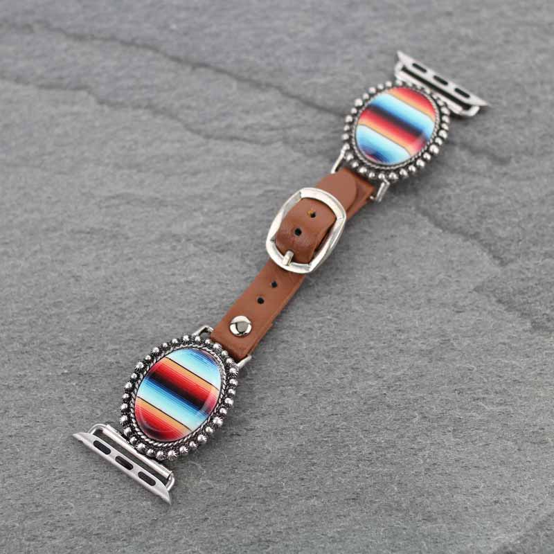Western Oval Serape Apple Watch Leather Band
