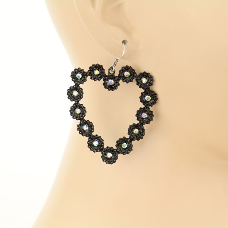 Casting Flower Heart Fish Hook Earrings - Image 2