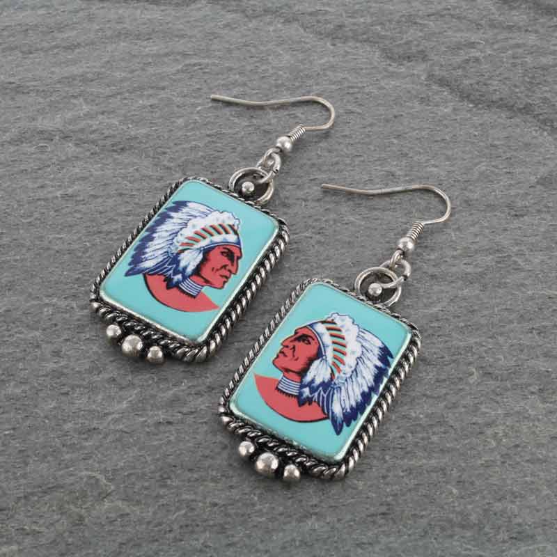 Western Portrait Fish Hook Earrings
