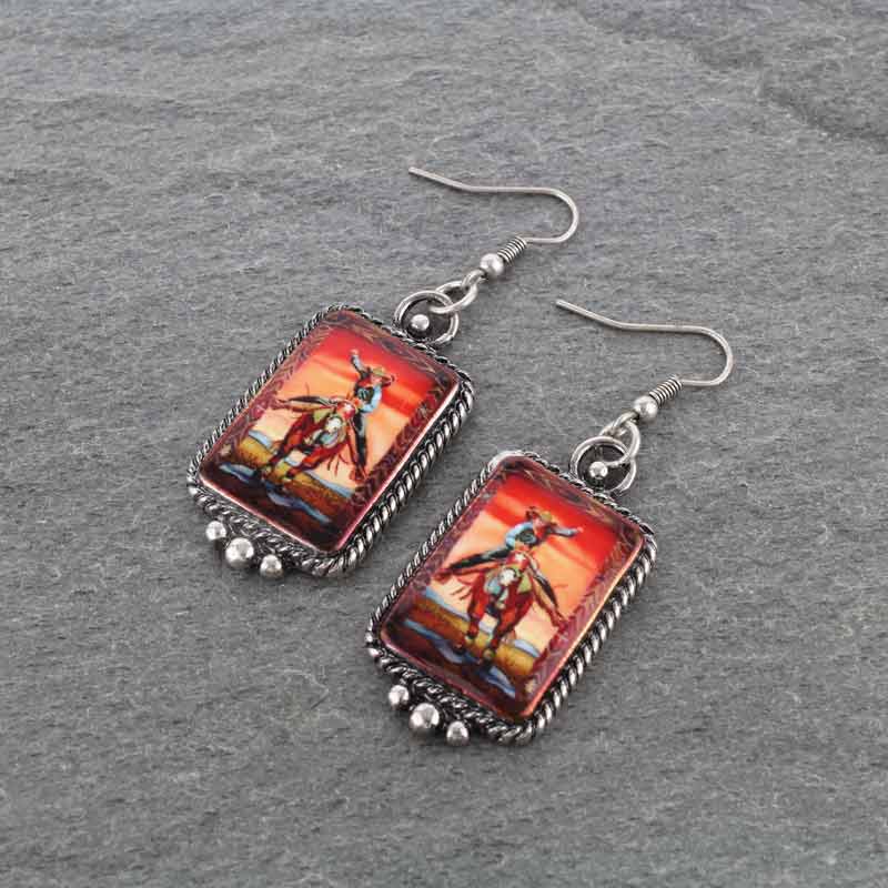 Western Portrait Fish Hook Earrings