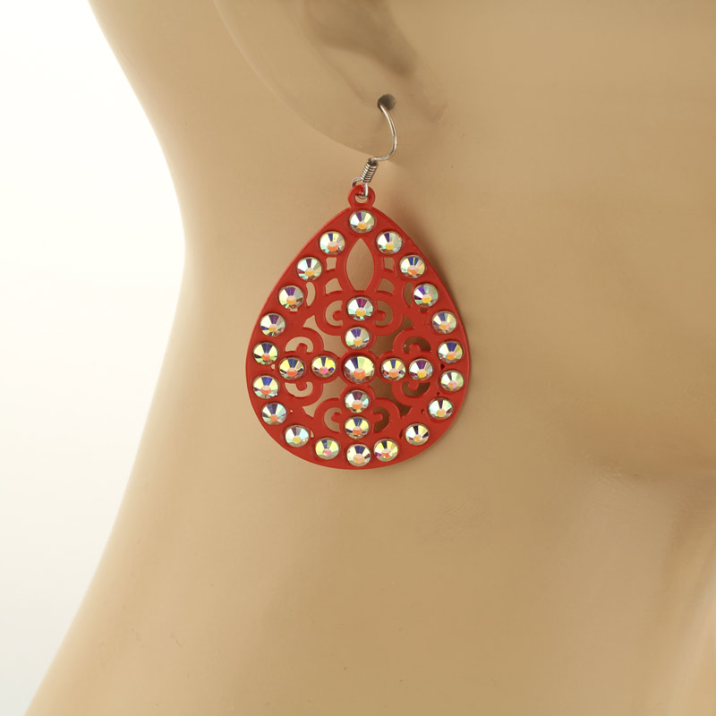 Teardrop Cross Fish Hook Earrings - Image 2
