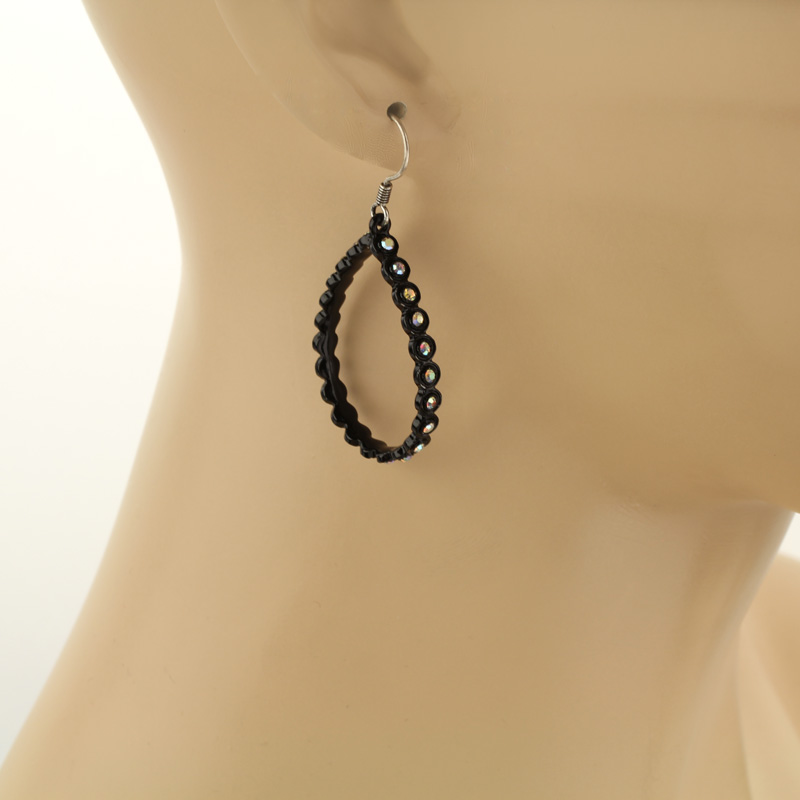 Teardrop Hoop Fish Hook Earrings - Image 2