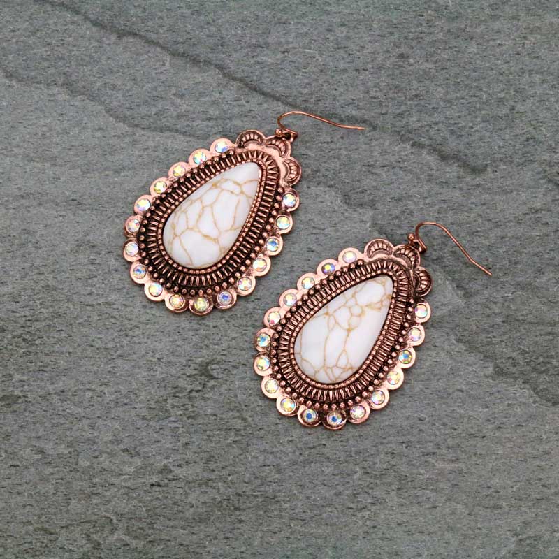 Teardrop Stone Fish Hook Earrings