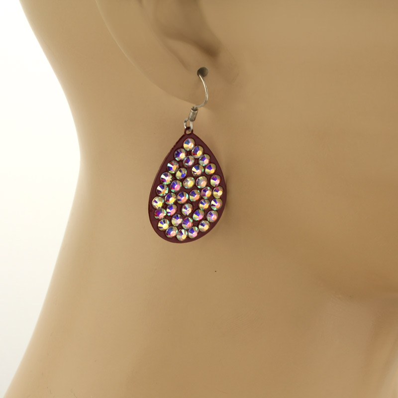 Teardrop Stone Fish Hook Earrings - Image 2