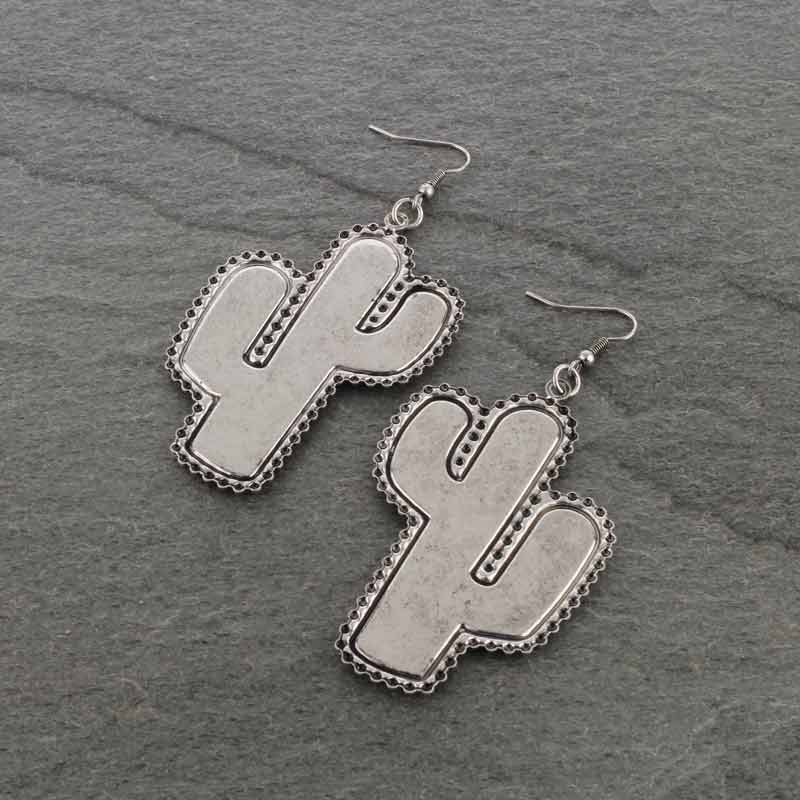 Western Cactus Cork Wood Fish Hook Earrings - Image 3