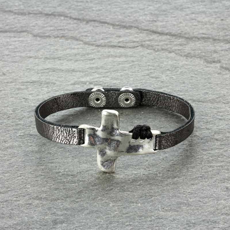 Cross Leather Bracelet