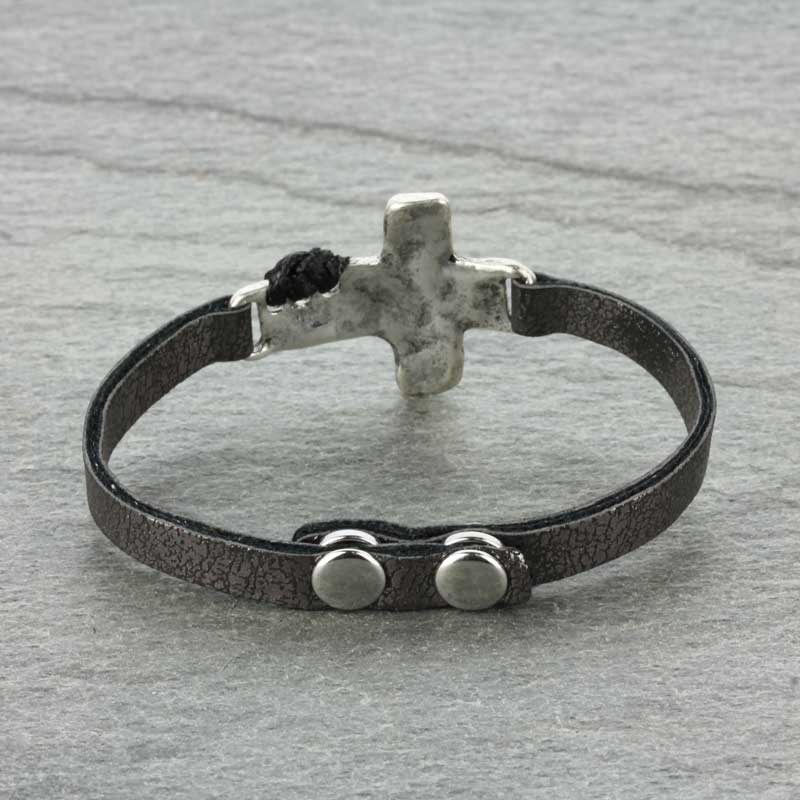 Cross Leather Bracelet - Image 2