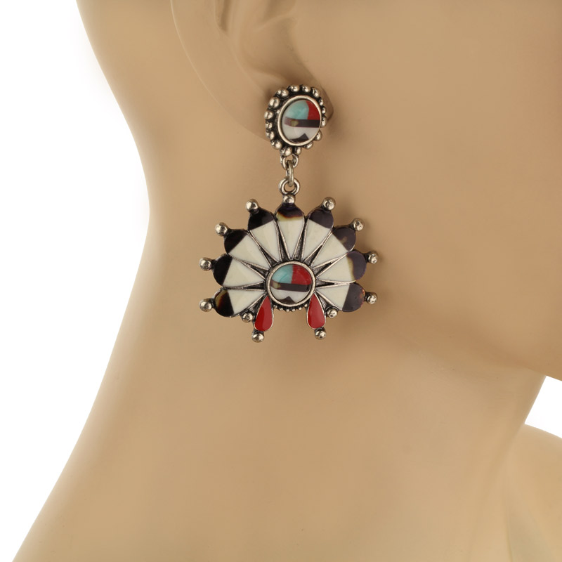 Western Navajo Style Print Post Earrings - Image 2