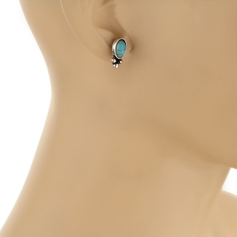 3 Pair Western Turquoise Earring Set - Image 3