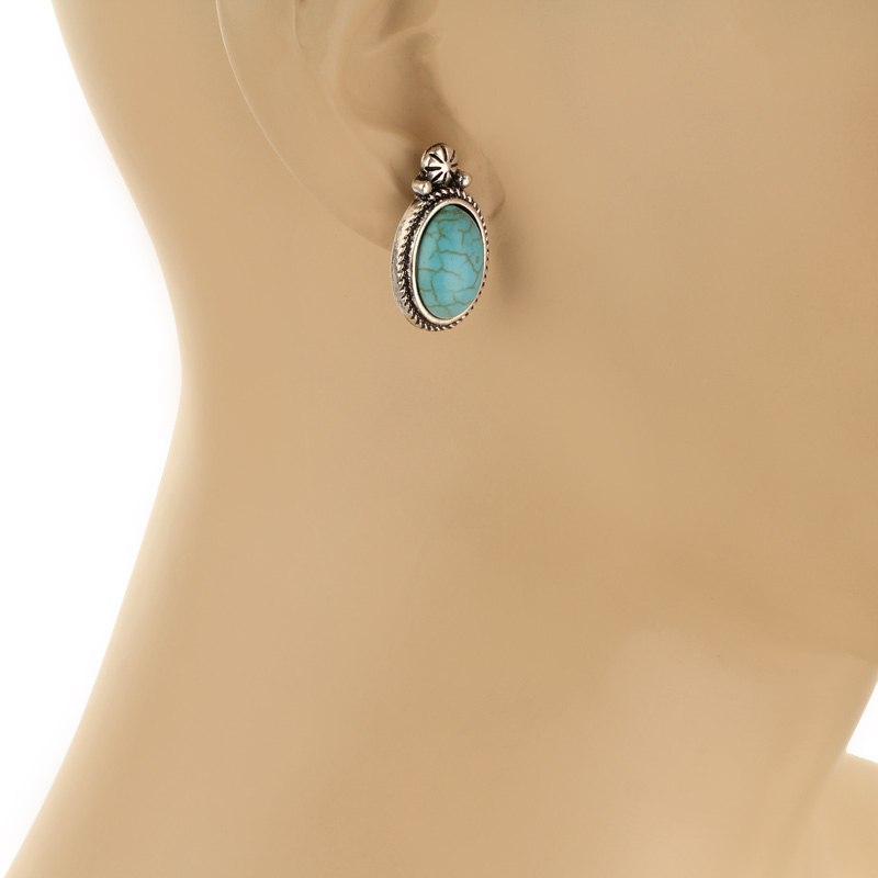 3 Pair Western Turquoise Earring Set - Image 4