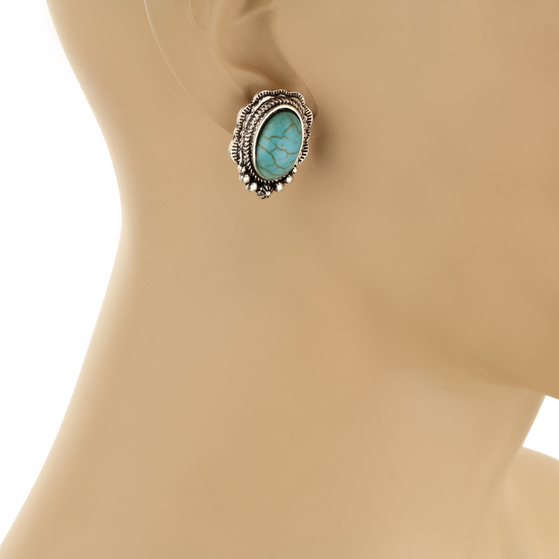 3 Pair Western Turquoise Earring Set - Image 4