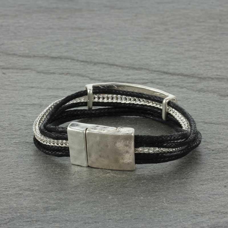 Metal Wax Cord Inspirational Magnetic Finish Bracelet - Image 2