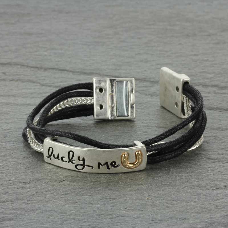 Metal Wax Cord Inspirational Magnetic Finish Bracelet