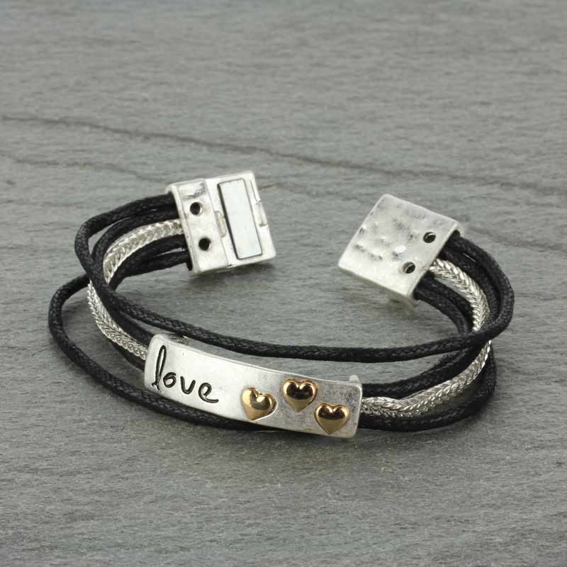 Metal Wax Cord Inspirational Magnetic Finish Bracelet - Image 2