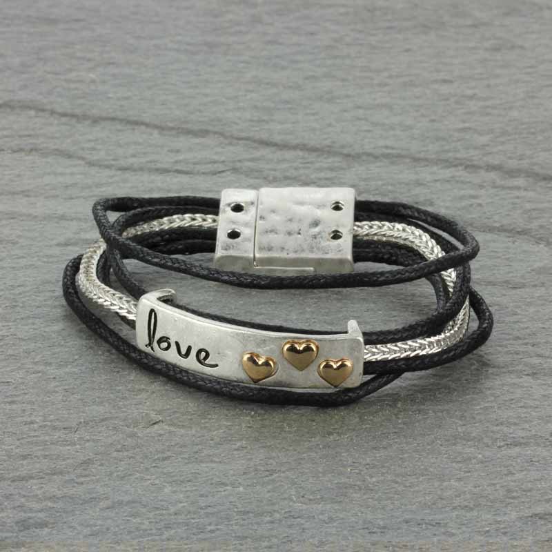 Metal Wax Cord Inspirational Magnetic Finish Bracelet