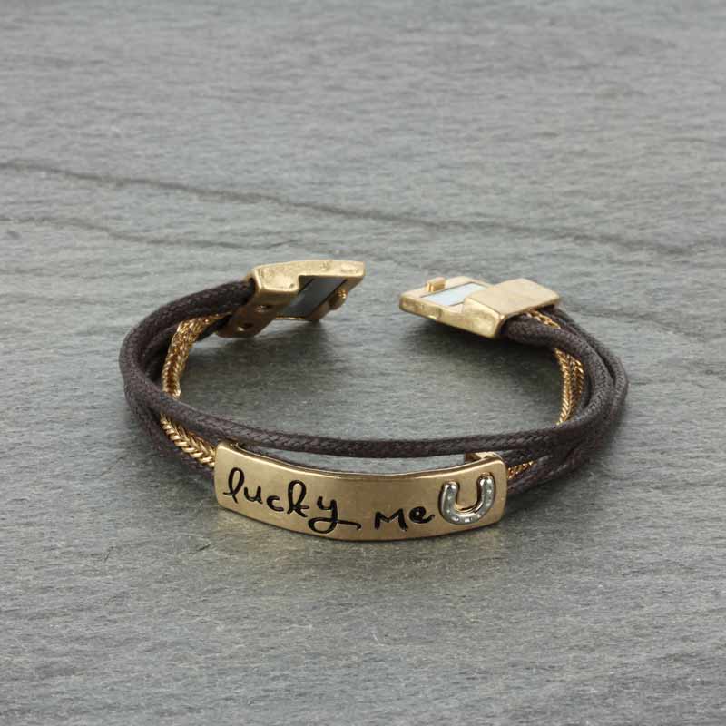Metal Wax Cord Inspirational Magnetic Finish Bracelet