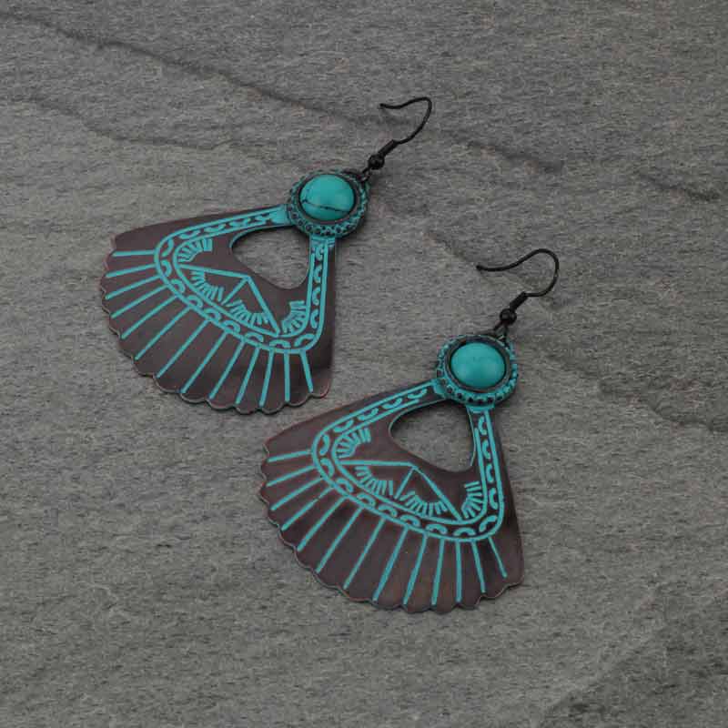 Handmade Turquoise Triangle Fish Hook Earrings