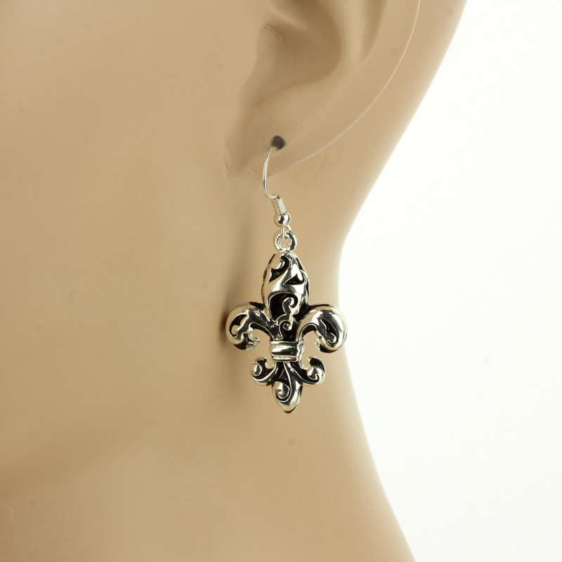 Fleur De Lis Fish Hook Earrings - Image 2