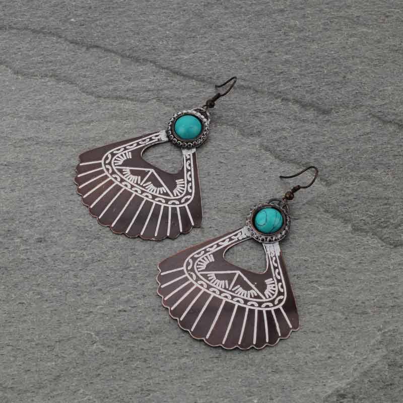 Handmade Turquoise Triangle Fish Hook Earrings