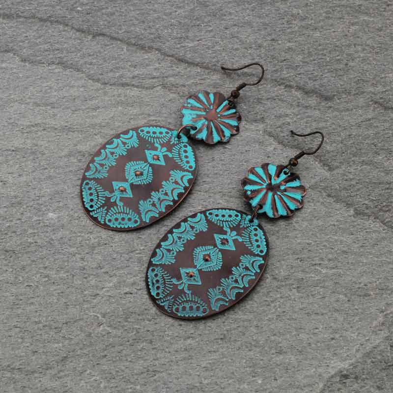 Handmade Western Oval Fish Hook Earrings