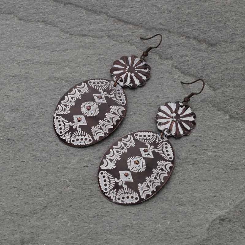 Handmade Western Oval Fish Hook Earrings