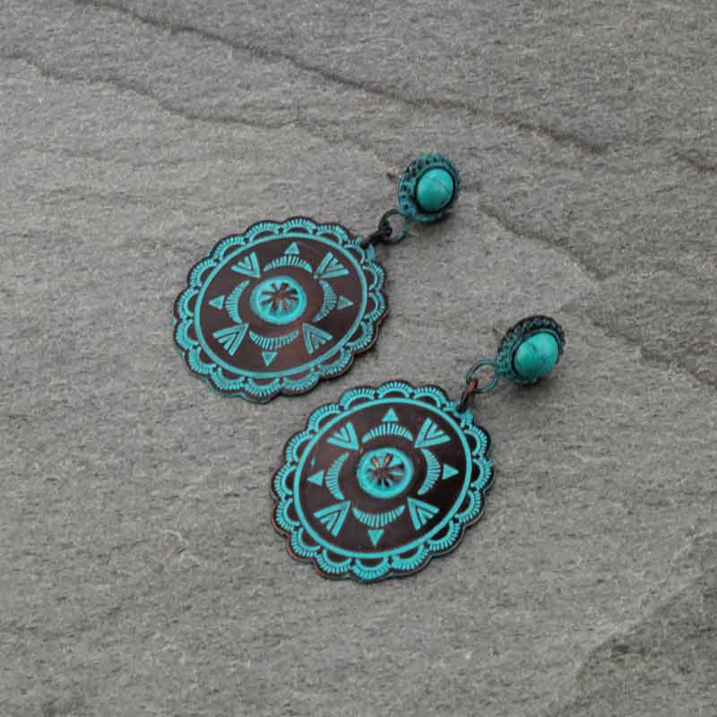 Handmade Turquoise Concho Post Earrings