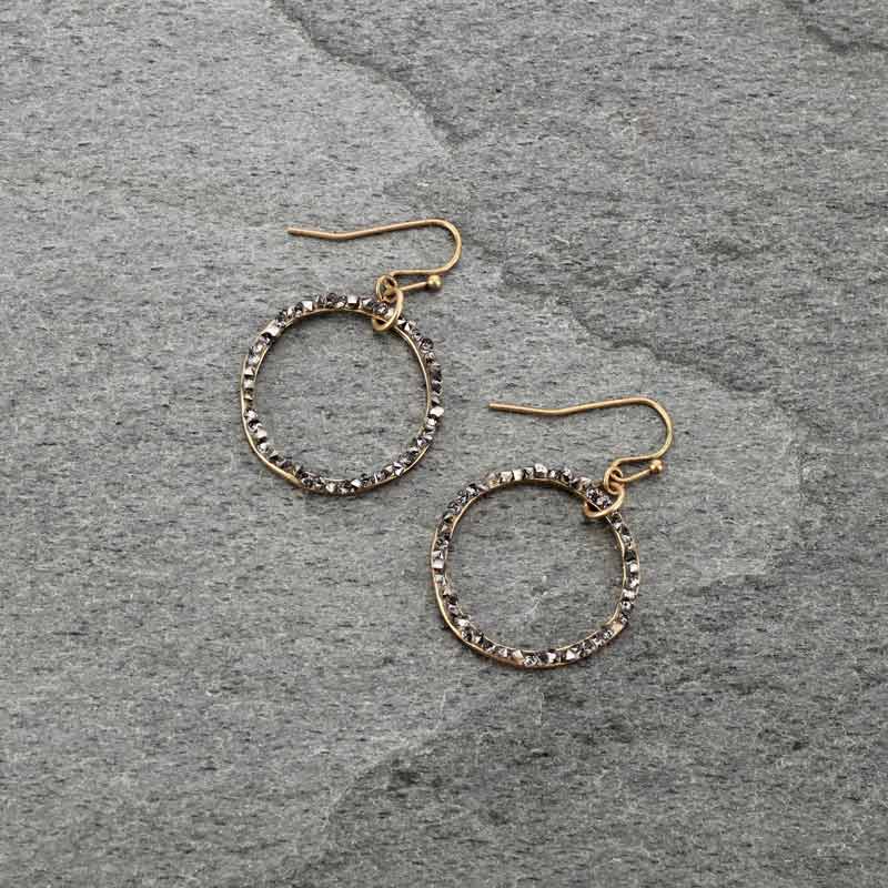 Stone Hoop Fish Hook Earrings