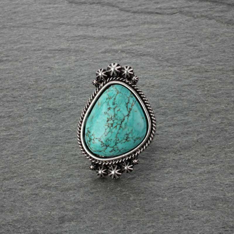 Big Natural Turquoise Adjustable Ring