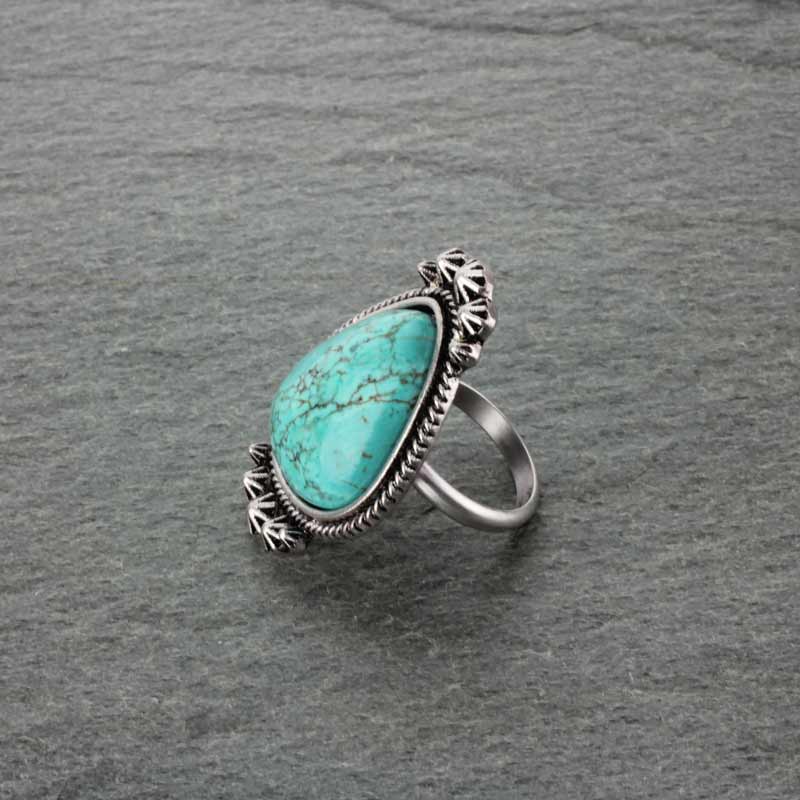 Big Natural Turquoise Adjustable Ring - Image 3