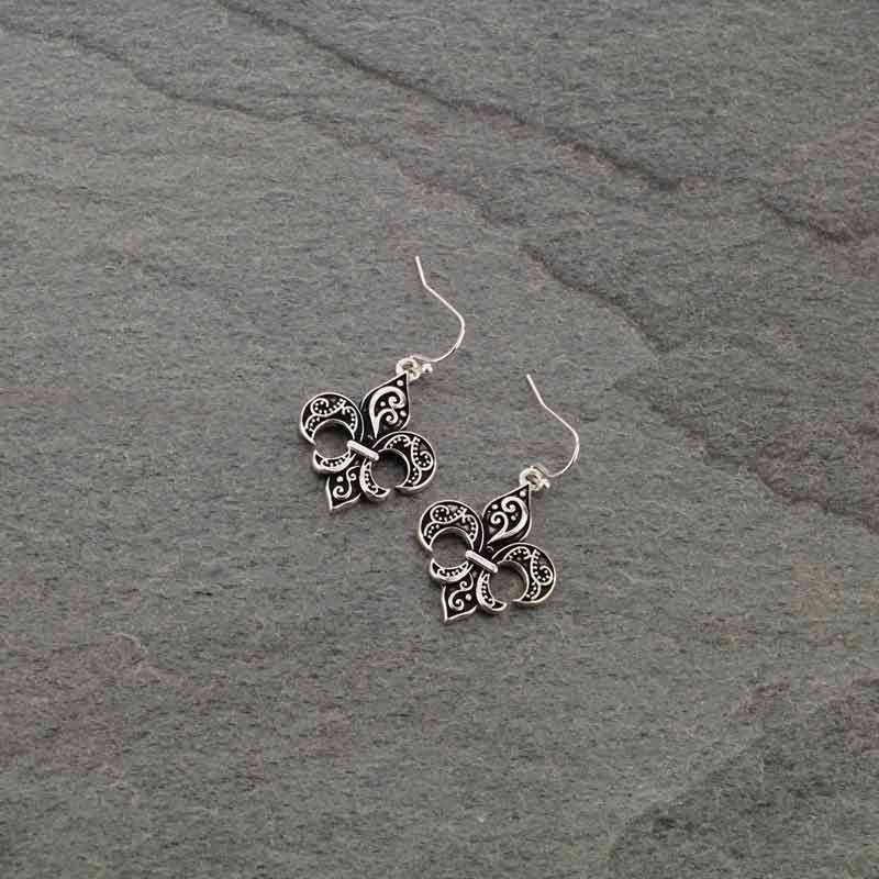 Fleur De Lis with Epoxy Fish Hook Earrings