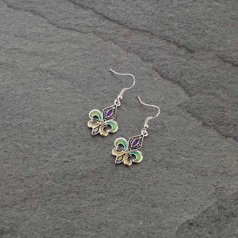 Fleur De Lis with Epoxy Fish Hook Earrings