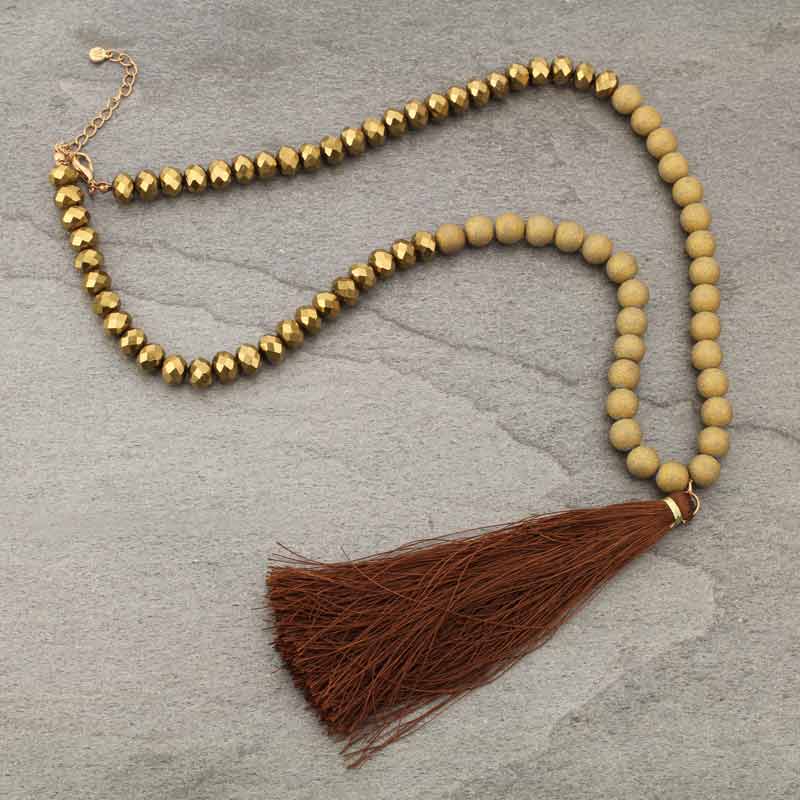Long Tassel with Bead Necklace