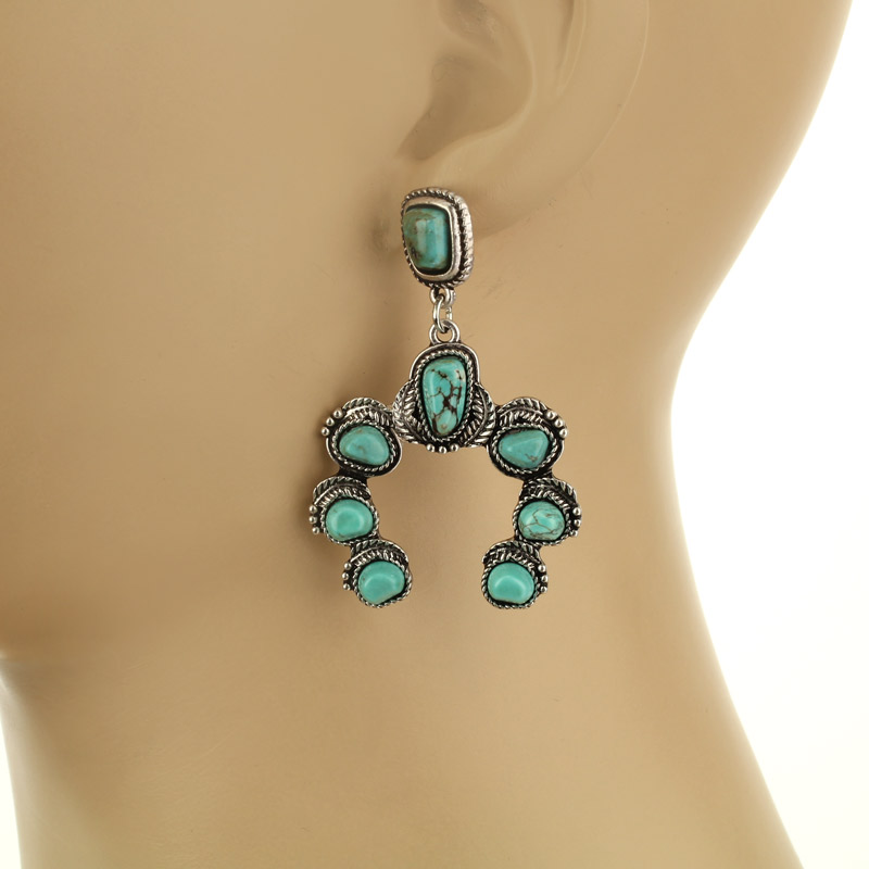 Squash Blossom Natural Stone Post Earrings - Image 2