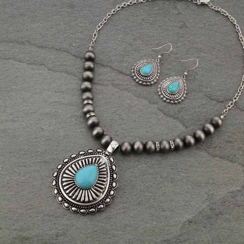 Western Style Teardrop Necklace Set
