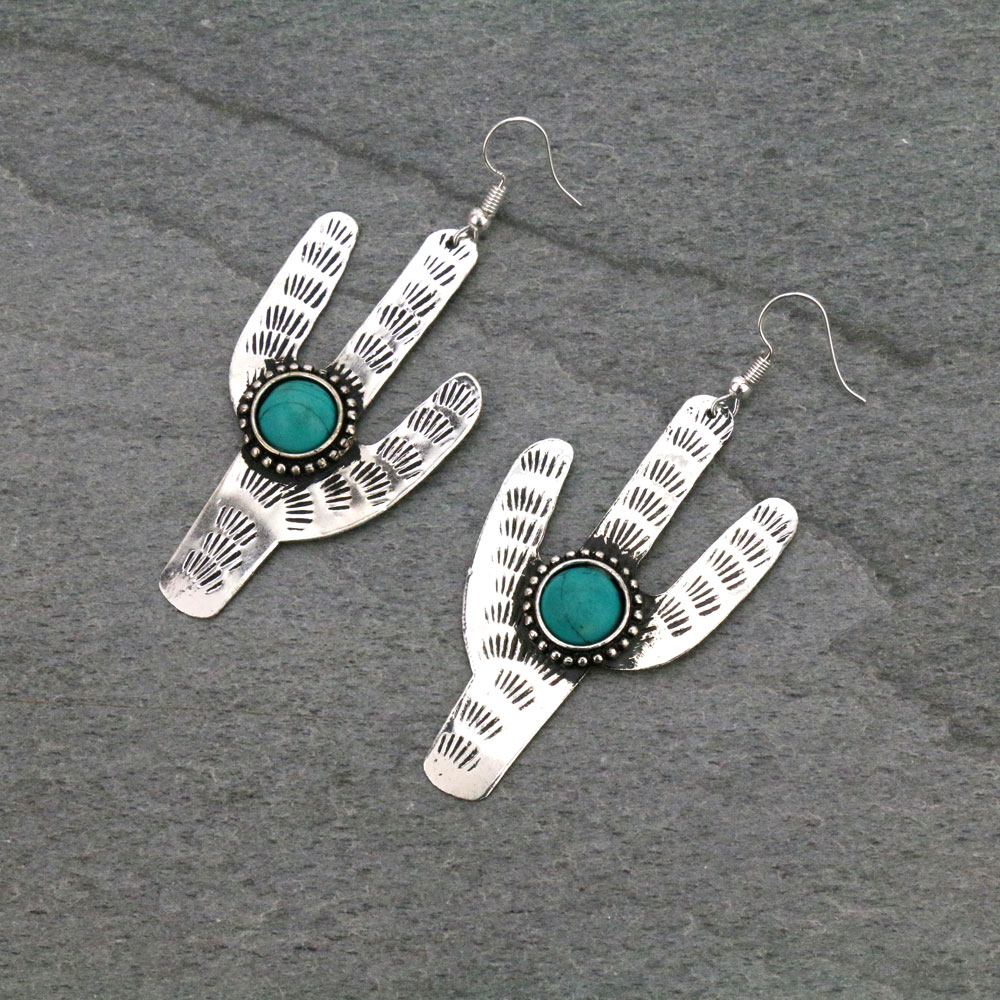 Western Cactus Fish Hook Earrings