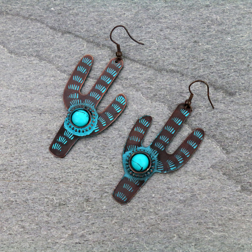 Western Cactus Fish Hook Earrings