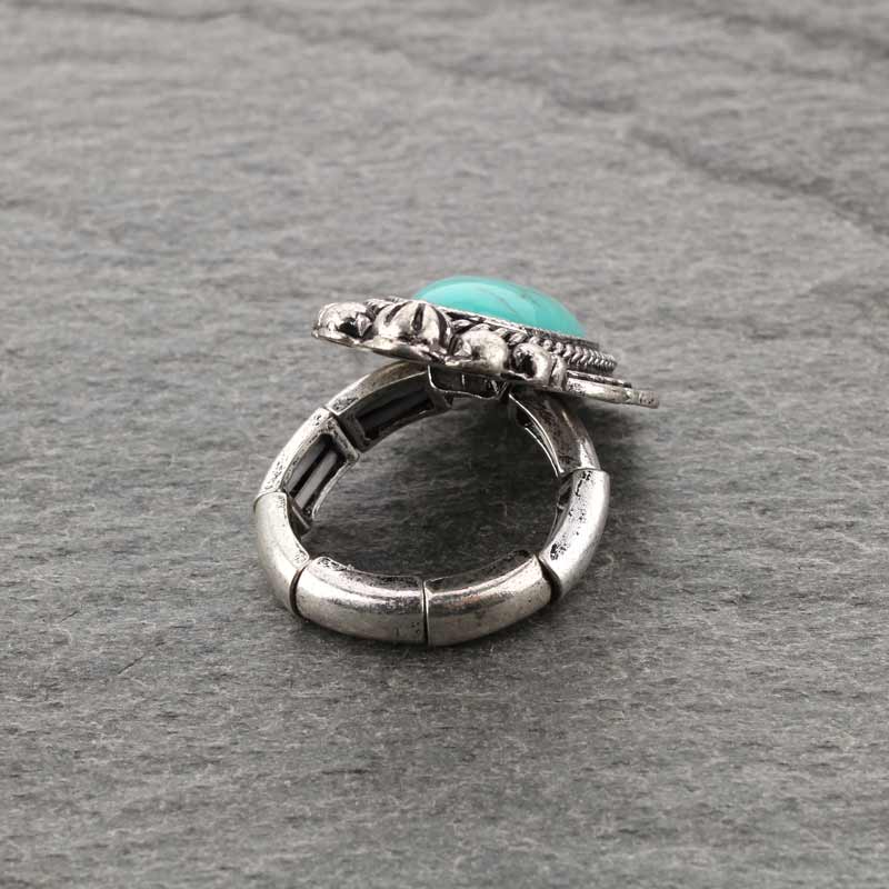 Western Turquoise Stretch Ring - Image 3