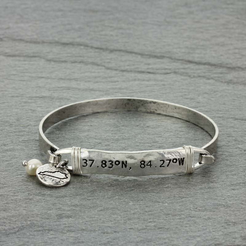 "KY" LATITUDE and LONGITUDE Wire Bracelet