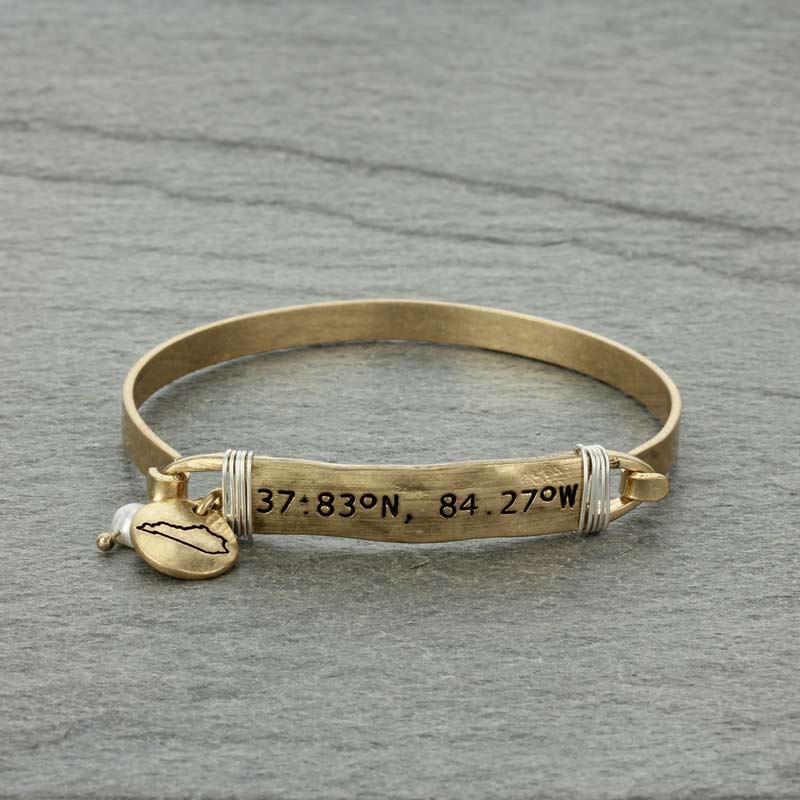 "KY" LATITUDE and LONGITUDE Wire Bracelet