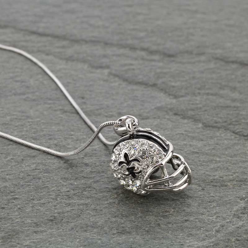 Football Helmet with Fleur De Lis Logo Pendant Necklace