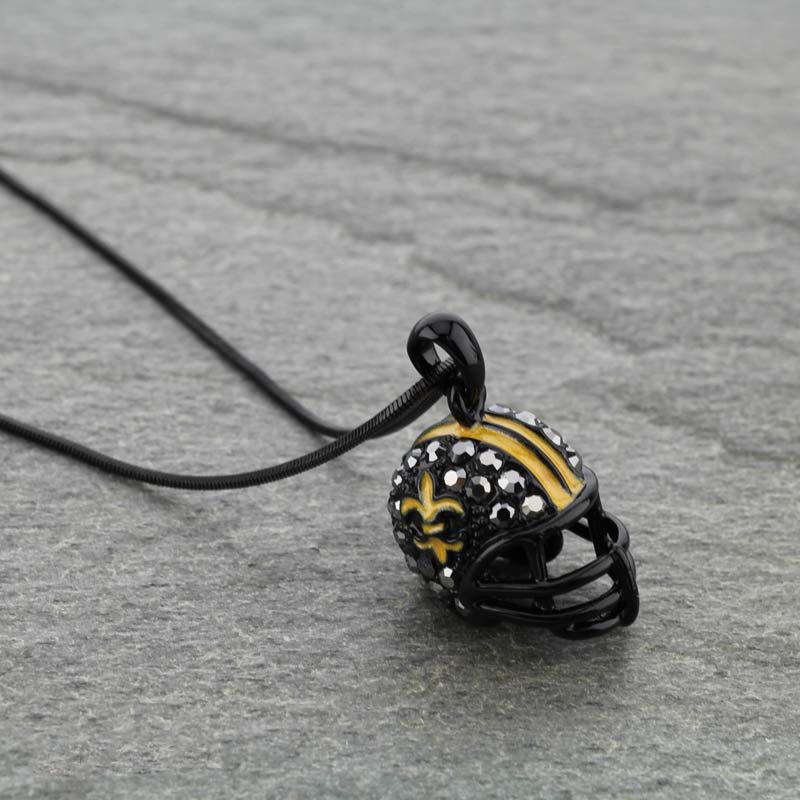 Football Helmet with Fleur De Lis Logo Pendant Necklace