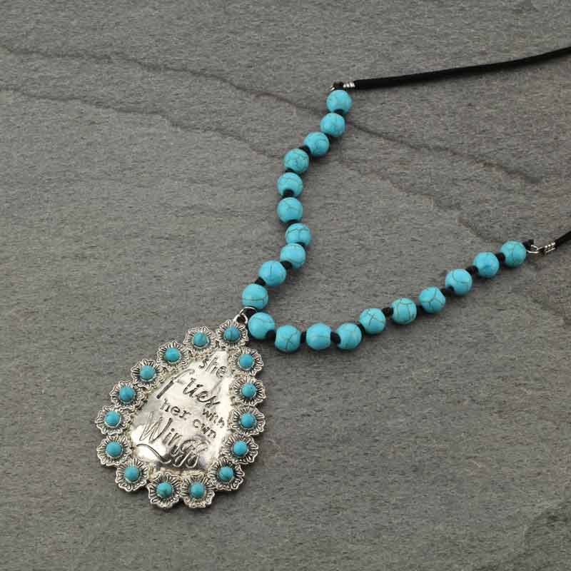 Teardrop Flower Framed Inspiration Necklace - Image 3