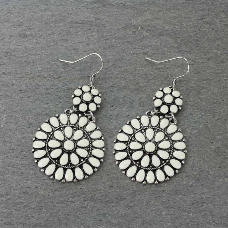 Western Epoxy Concho Fish Hook Earrings