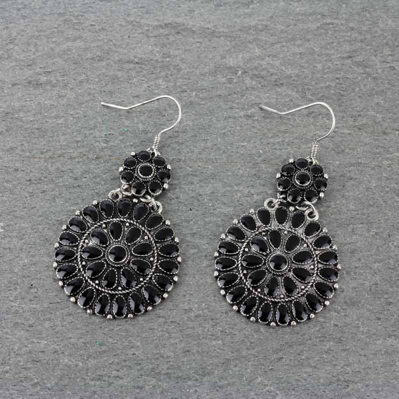 Western Epoxy Concho Fish Hook Earrings